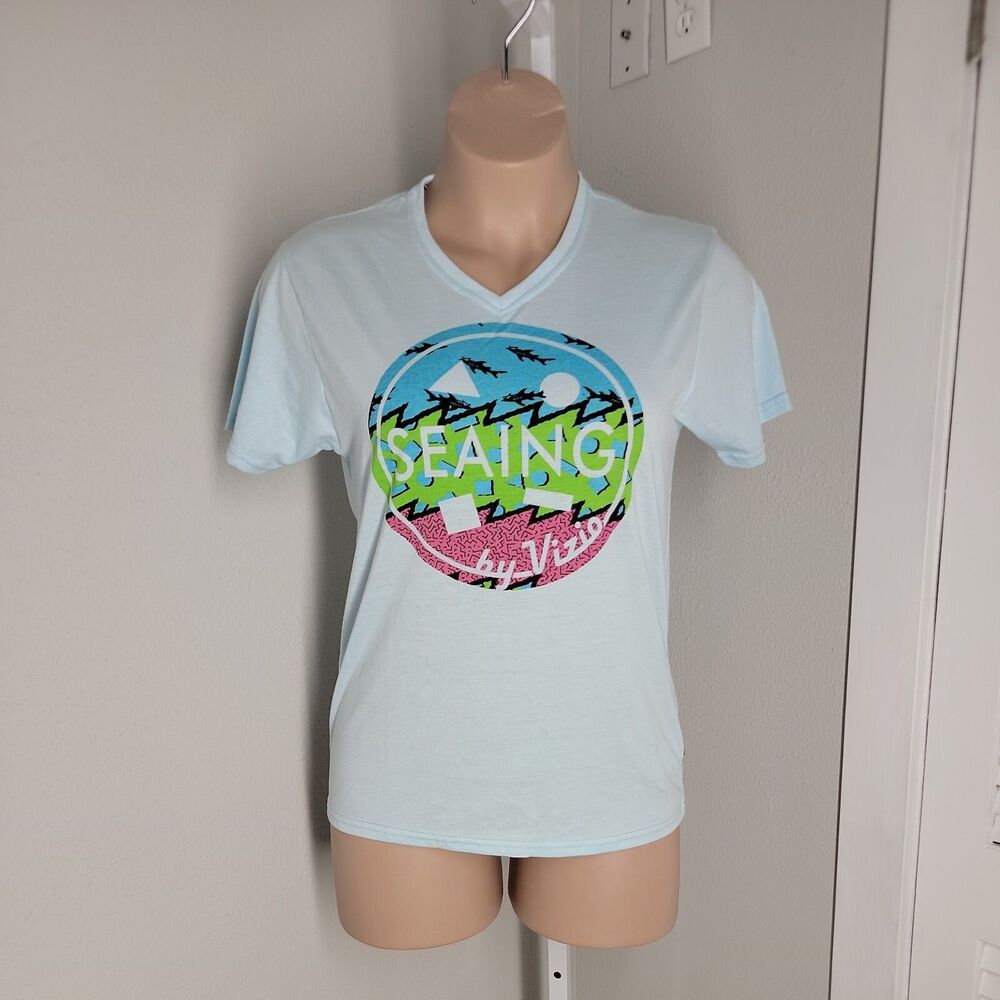 Vizio Tees Fit T Shirt ~ Sz M ~ Blue ~ Short Sleeve